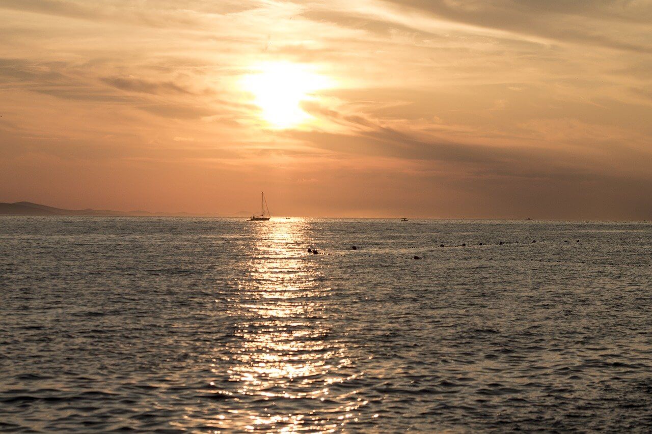 beautiful sunset in zadar city